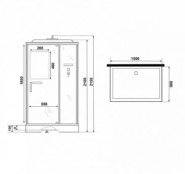 Душевая кабина NIAGARA Standart ST100/80/15Q/BL