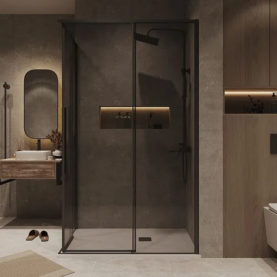 Душевое ограждение GROSSMAN 1/2.K33.01.11.21.10-1/2.K33.01.10.21.10 черный матовый