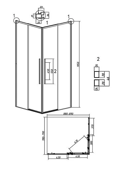 Душевое ограждение GROSSMAN 300.K33.01.9080.10.00 хром