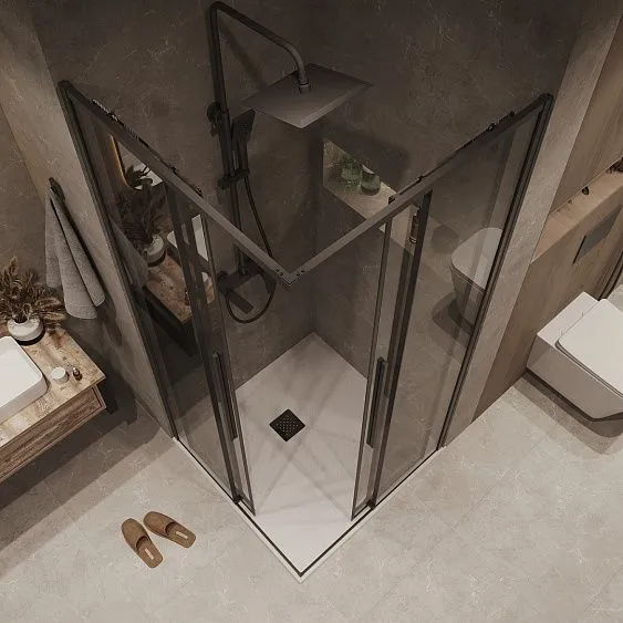 1/2 душевого ограждения GROSSMAN 1/2.K33.01.70.21.10 черный матовый