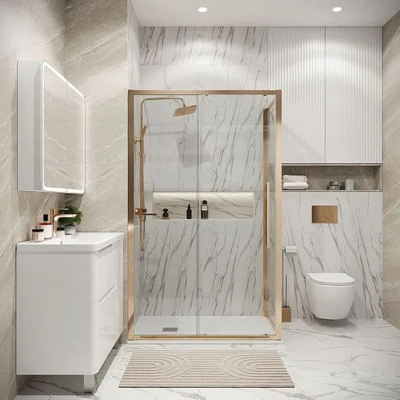 Душевое ограждение GROSSMAN 100.K33.02.120.32.00-200.K33.02.100.32.00 золото сатин