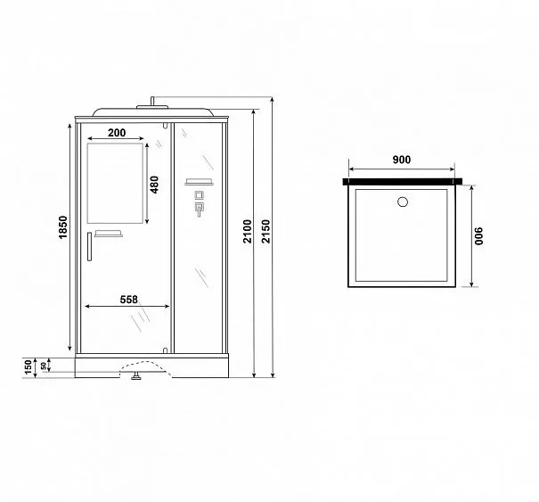 Душевая кабина NIAGARA Standart ST90/15Q/BL