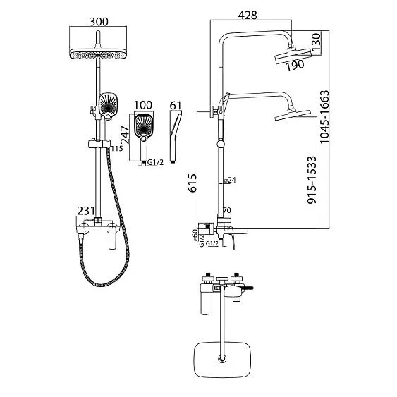 Душевая стойка GROSSMAN 500.K35.10.100 хром глянцевый