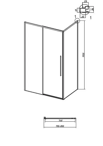Боковая стенка GROSSMAN 200.K33.01.80.10.02 хром