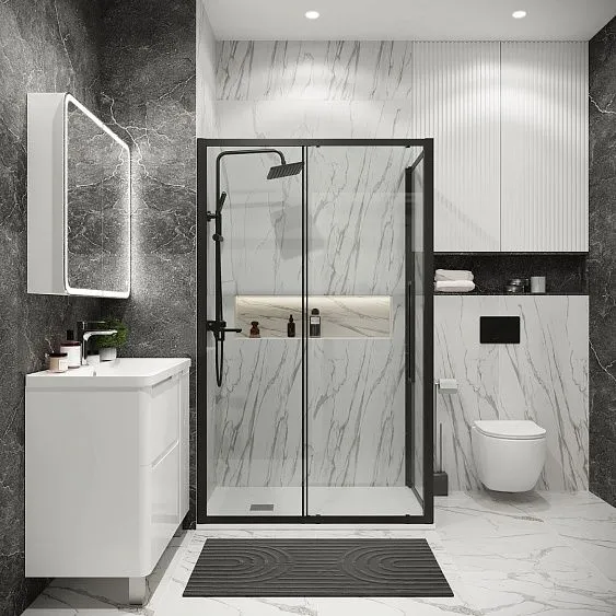 Душевое ограждение GROSSMAN 100.K33.02.100.21.00-200.K33.02.80.21.00 черный матовый