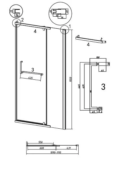 Дверь GROSSMAN 100.K33.03.110.10.00 хром