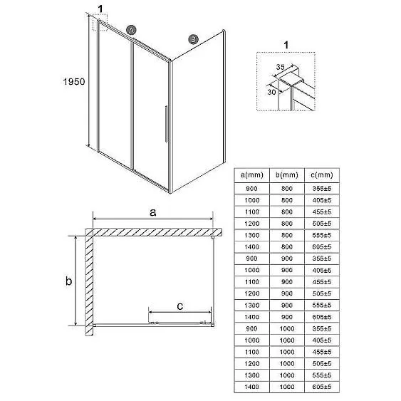 Душевое ограждение NIAGARA NG-65-13CH-CH100-34