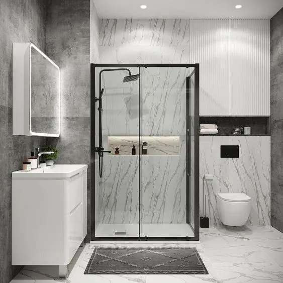 Душевое ограждение GROSSMAN 100.K33.02.100.42.00-200.K33.02.100.42.00 графит сатин