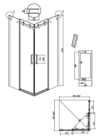 Душевое ограждение GROSSMAN 300.K33.04.8080.10.00 хром