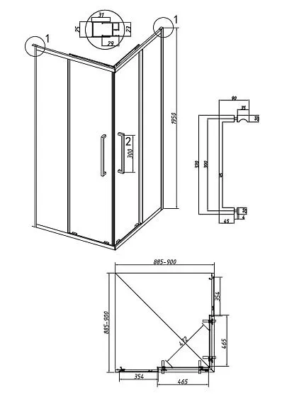 Душевое ограждение GROSSMAN 300.K33.02.9090.21.02 черный матовый