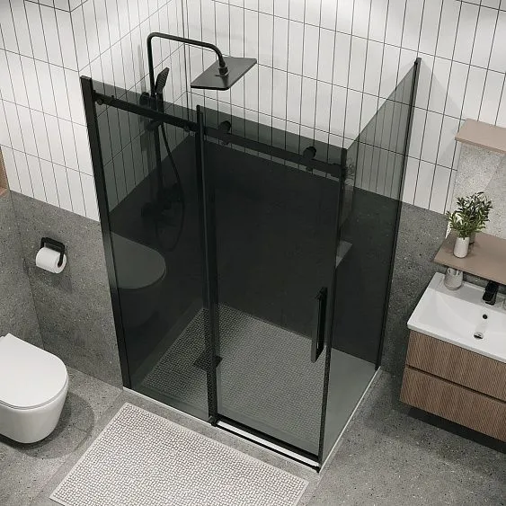 Душевое ограждение GROSSMAN 100.K33.04.160.21.10-200.K33.04.80.21.10 черный матовый