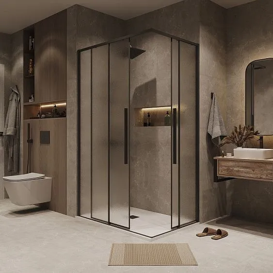 Душевое ограждение GROSSMAN 100.K33.01.120.21.02-200.K33.01.80.21.02 черный матовый