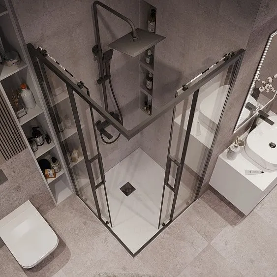 Душевое ограждение GROSSMAN 300.K33.02.1010.21.00 черный матовый