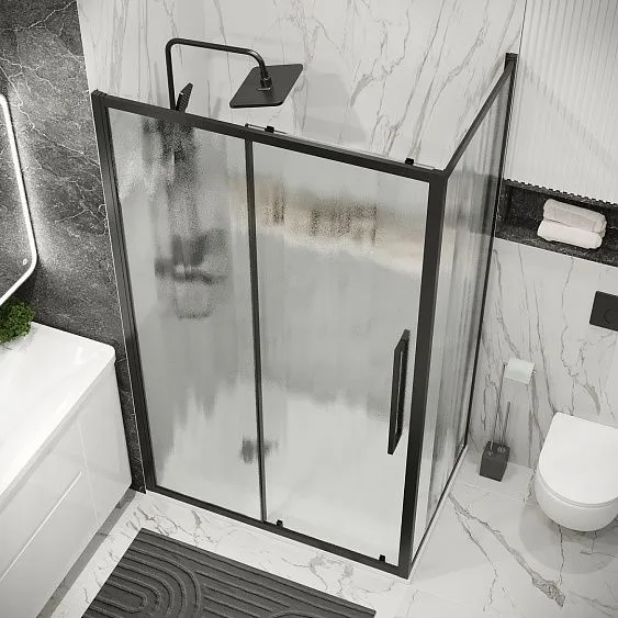 Душевое ограждение GROSSMAN 100.K33.02.130.21.02-200.K33.02.90.21.02 черный матовый