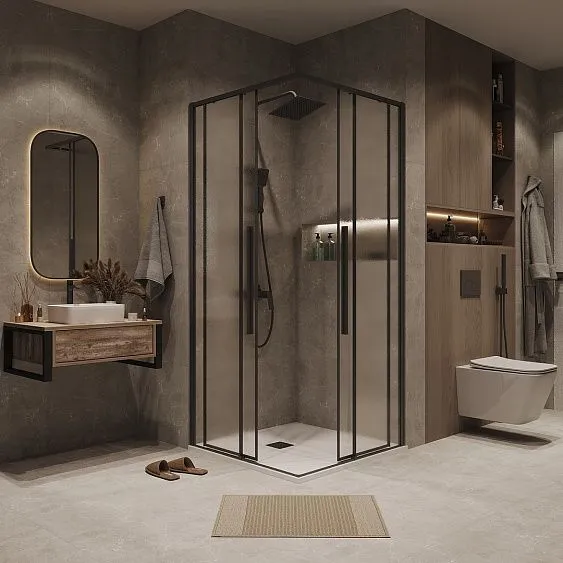 1/2 душевого ограждения GROSSMAN 1/2.K33.01.10.21.02 черный матовый