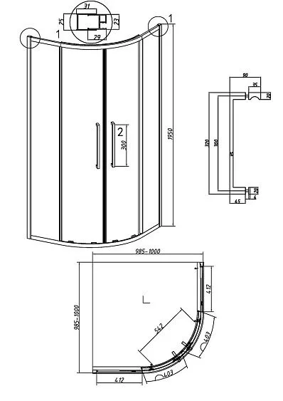 Душевое ограждение GROSSMAN 301.K33.02.1010.10.00 хром