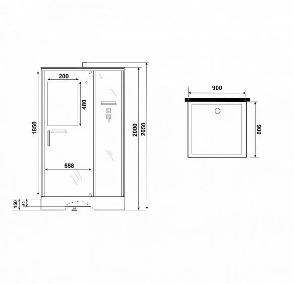 Душевая кабина NIAGARA Standart ST90/15Q/BL/BK
