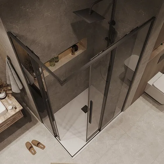 Душевое ограждение GROSSMAN 1/2.K33.01.11.21.10-1/2.K33.01.10.21.10 черный матовый