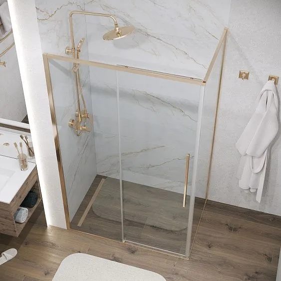 Душевое ограждение GROSSMAN 100.K33.01.110.32.00-200.K33.01.80.32.00 золото сатин