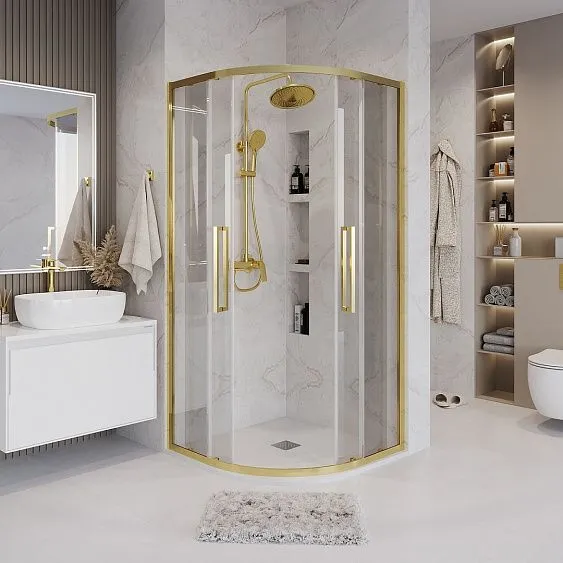 Душевое ограждение GROSSMAN 301.K33.02.9090.32.00 золото сатин