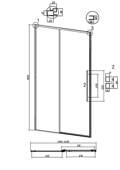 Дверь GROSSMAN 100.K33.01.140.10.02 хром