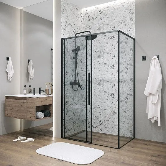 Душевое ограждение GROSSMAN 100.K33.01.120.21.00-200.K33.01.80.21.00 черный матовый