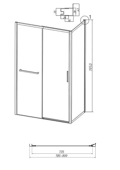 Боковая стенка GROSSMAN 200.K33.05.80.10.00 хром