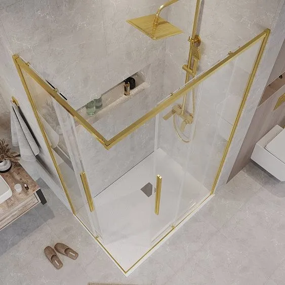 Душевое ограждение GROSSMAN 1/2.K33.01.11.32.00-1/2.K33.01.10.32.00 золото сатин