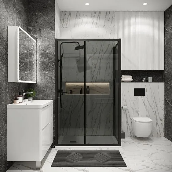 Душевое ограждение GROSSMAN 100.K33.02.100.21.10-200.K33.02.90.21.10 черный матовый