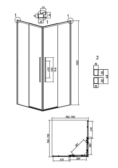 Душевое ограждение GROSSMAN 300.K33.01.8080.21.02 черный матовый