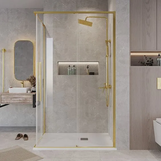 Душевое ограждение GROSSMAN 1/2.K33.01.11.32.00-1/2.K33.01.80.32.00 золото сатин