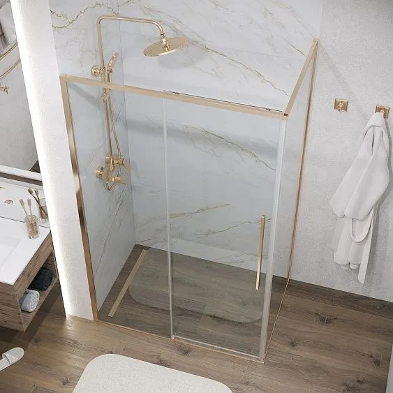 Душевое ограждение GROSSMAN 100.K33.01.120.32.00-200.K33.01.90.32.00 золото сатин