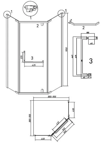 Душевое ограждение GROSSMAN 302.K33.03.9090.10.00 хром