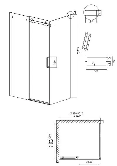 Душевое ограждение GROSSMAN 100.K33.04.100.32.00-200.K33.04.100.32.00 золото сатин
