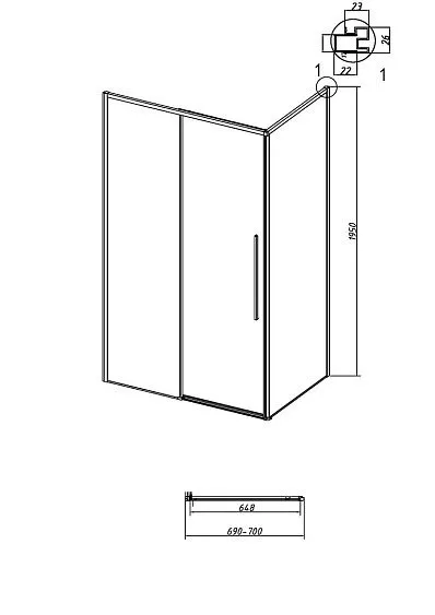 Боковая стенка GROSSMAN 200.K33.01.70.10.02 хром