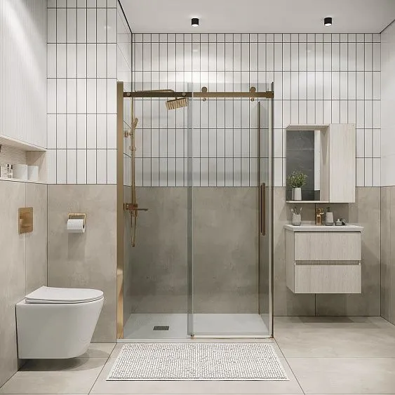 Душевое ограждение GROSSMAN 100.K33.04.160.32.00-200.K33.04.90.32.00 золото сатин