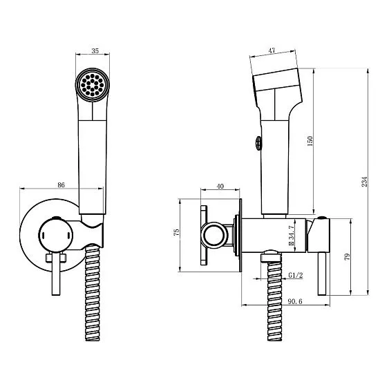 Гигиенический душ GROSSMAN 502.K35.07.100 хром глянцевый