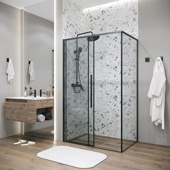 Душевое ограждение GROSSMAN 100.K33.01.110.21.00-200.K33.01.80.21.00 черный матовый