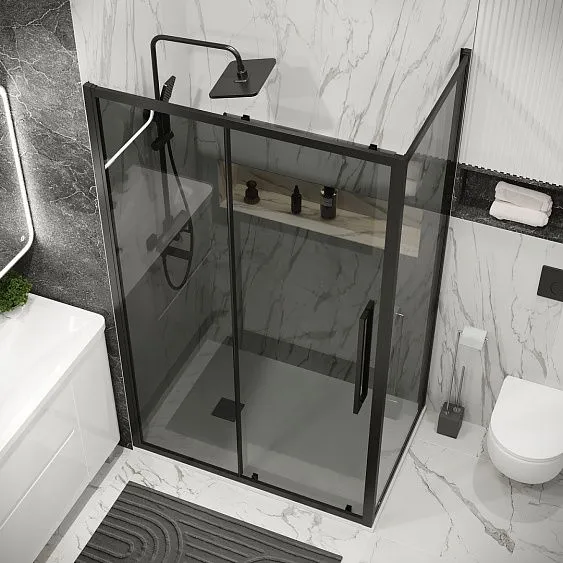 Душевое ограждение GROSSMAN 100.K33.02.100.21.10-200.K33.02.90.21.10 черный матовый