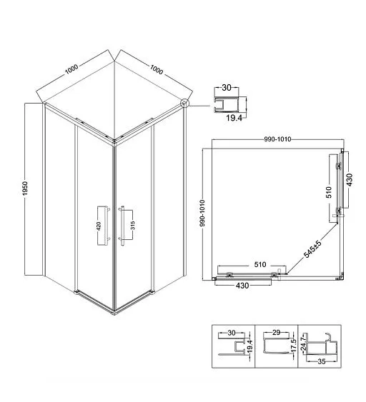 Душевое ограждение NIAGARA NG-2830-34BLACK