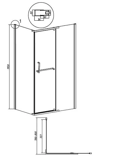 Боковая стенка GROSSMAN 200.K33.03.80.10.02 хром