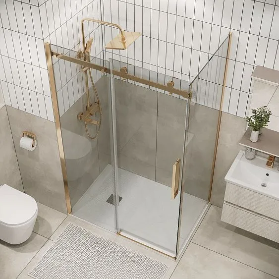 Душевое ограждение GROSSMAN 100.K33.04.110.32.00-200.K33.04.90.32.00 золото сатин