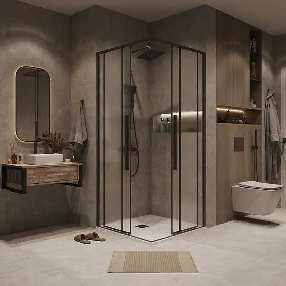 1/2 душевого ограждения GROSSMAN 1/2.K33.01.80L.21.02 черный матовый