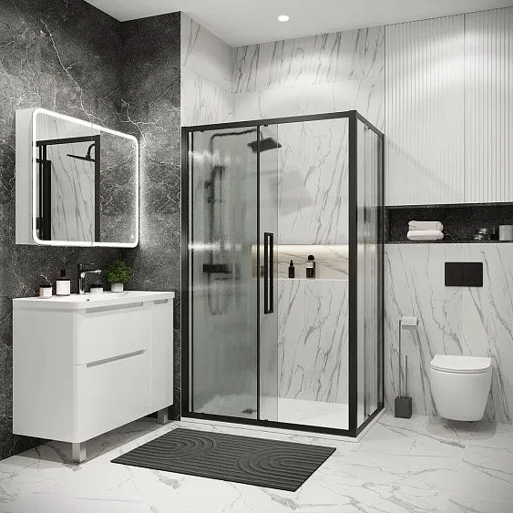 Душевое ограждение GROSSMAN 100.K33.02.130.21.02-200.K33.02.100.21.02 черный матовый