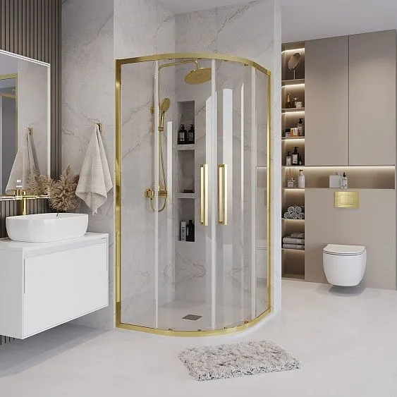 Душевое ограждение GROSSMAN 301.K33.02.9090.32.00 золото сатин