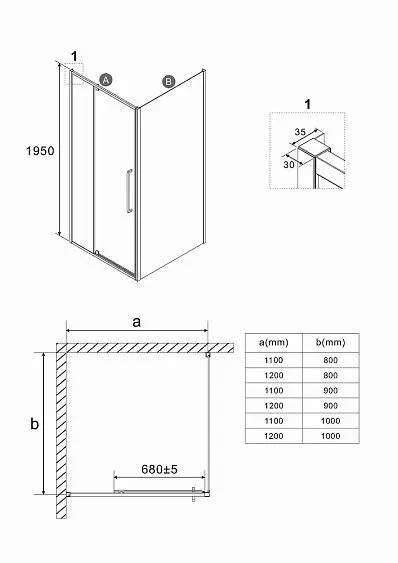 Душевое ограждение NIAGARA NG-45-11ASG-A100SG-34