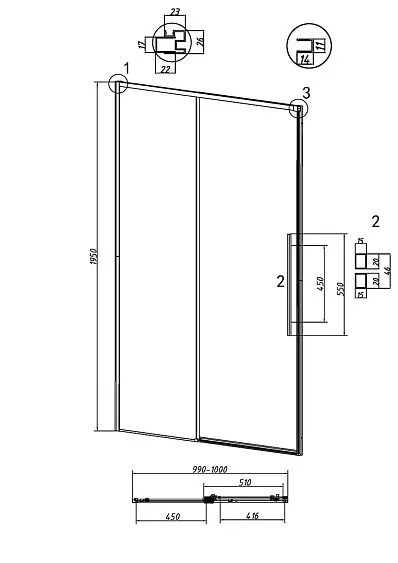 Дверь GROSSMAN 100.K33.01.100.10.00 хром