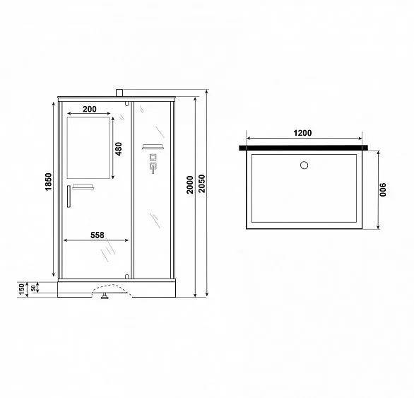 Душевая кабина NIAGARA Standart ST120/90/15Q/BL/BK
