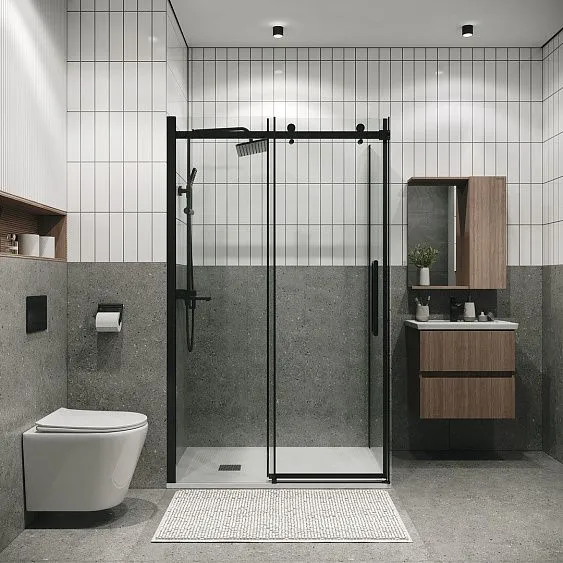 Душевое ограждение GROSSMAN 100.K33.04.160.21.00-200.K33.04.80.21.00 черный матовый