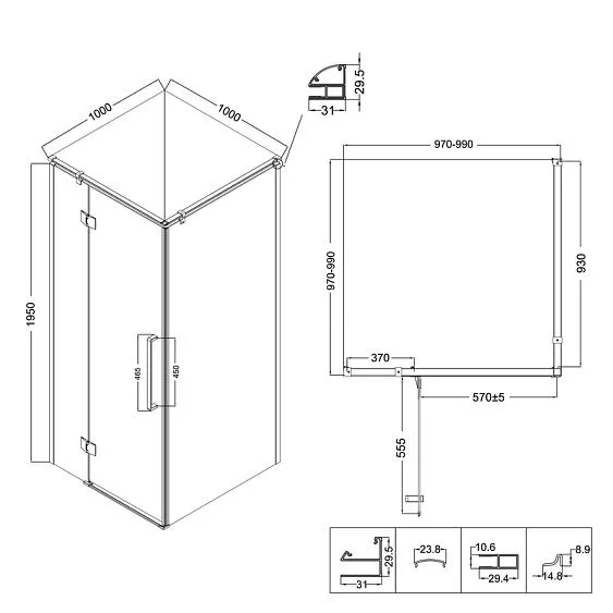 Душевое ограждение NIAGARA NG-6832-34ВLACK
